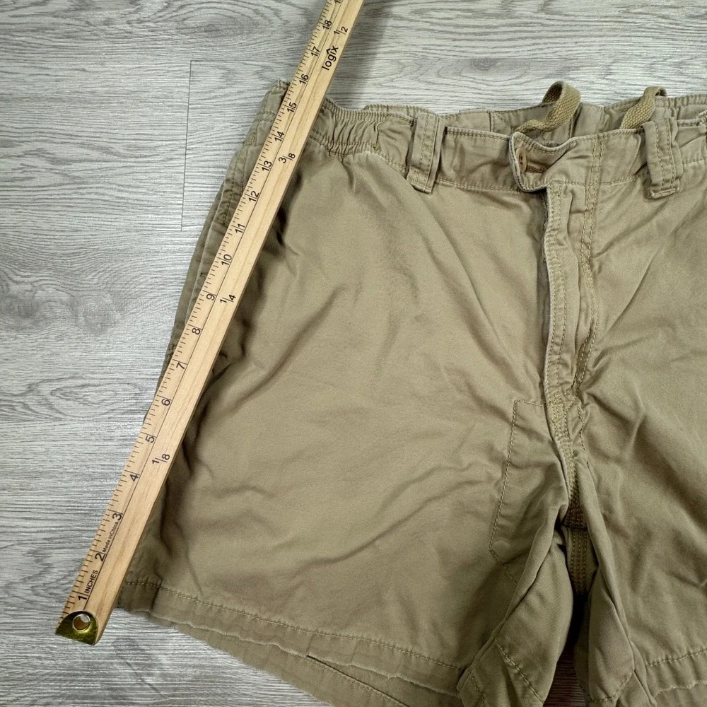 Polo Ralph Lauren Men's Shorts Chino Elastic Waist Khaki Tan Large Pony Logo Y2K